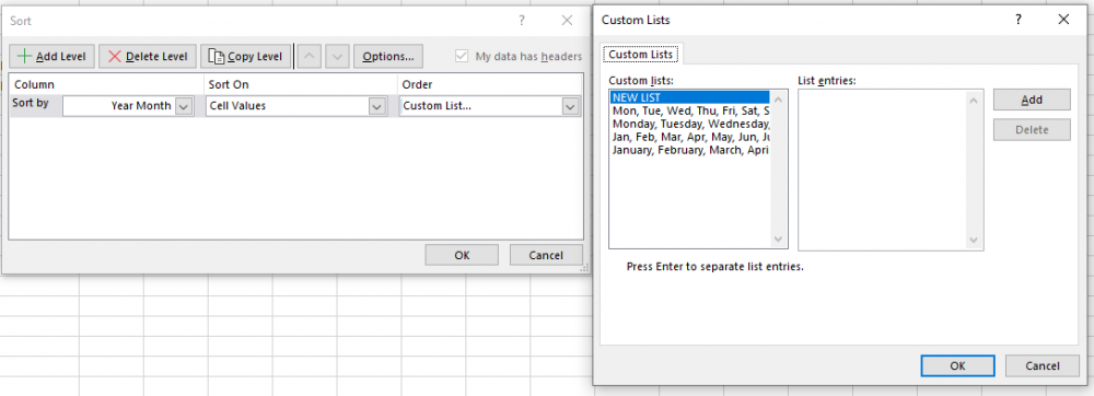 custom sort and custom list menus